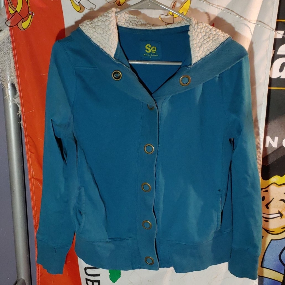 ✨ 2/$20 ✨ SO teal sherpa fleece hooded jacket